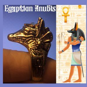 HIGHLY DETAILED EGYPTIAN ANUBIS PROTECTOR & GUARDIAN 0f SOULS HIS/HERS RING NEW
